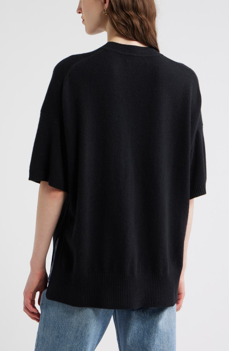 Nordstrom Short Sleeve Cashmere Sweater, Alternate, color, Black Rock