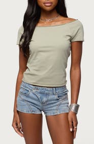 EDIKTED Kamalah Cotton Boatneck Tee