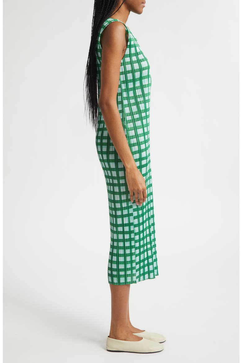 Basket Print Pleated Midi Dress, Alternate, color, GREEN