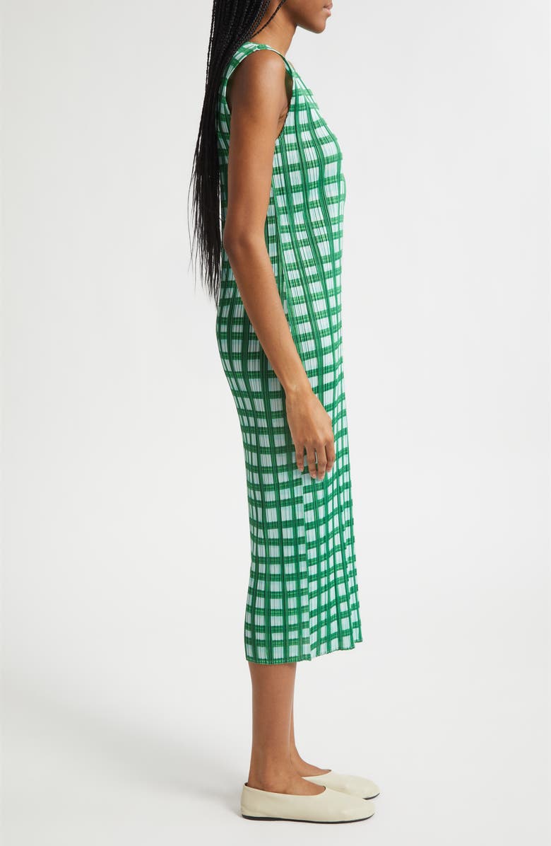 Issey Miyake Basket Print Pleated Midi Dress, Alternate, color, Green