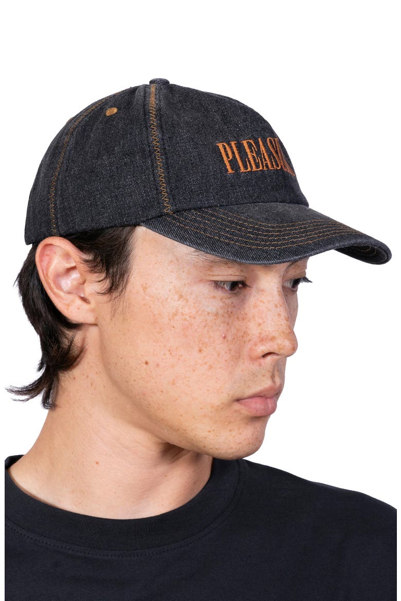 Zigzag Adjustable Cotton Denim Baseball Cap, Alternate, color, BLACK