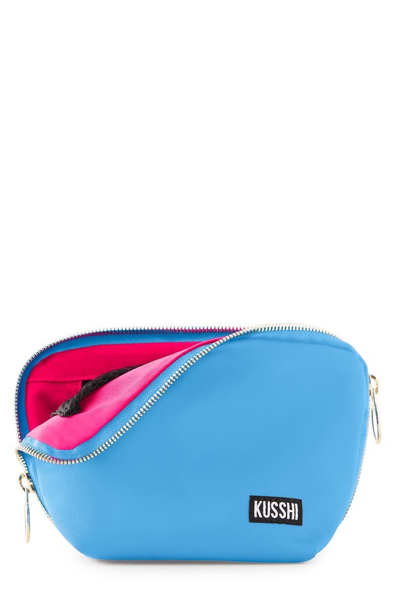 Everyday Makeup Bag, Main, color, ELECTRIC BLUE/ NEON PINK