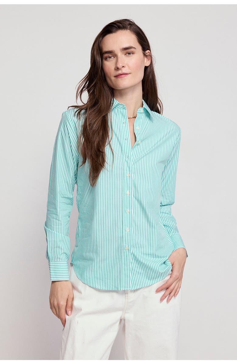 The Shirt by Rochelle Behrens The Icon Shirt in Stripe, Alternate, color, Green Stripe