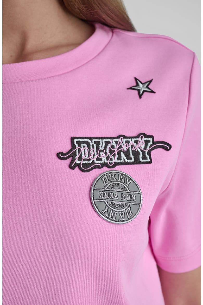 Pins & Patches Crop Cotton T-Shirt, Alternate, color, BRIGHT PEONY