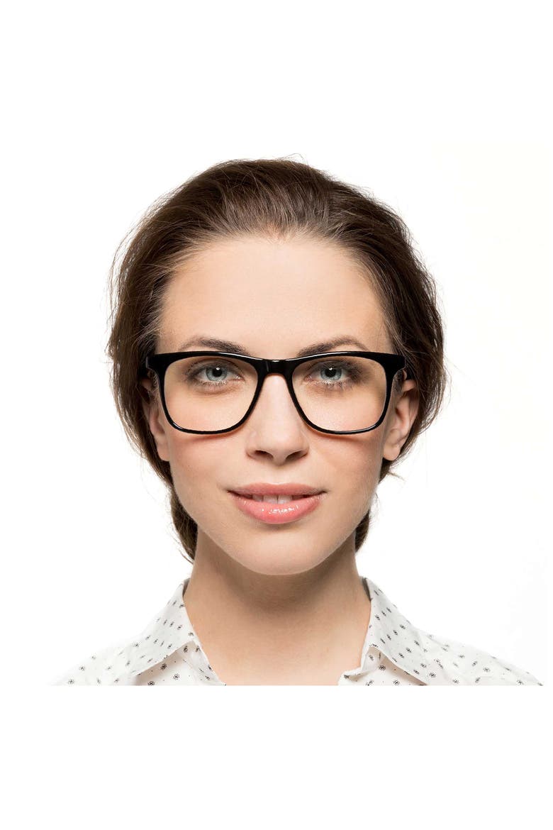 Jemison 52mm Square Blue Light Blocking Glasses, Alternate, color, BLACK/ CLEAR
