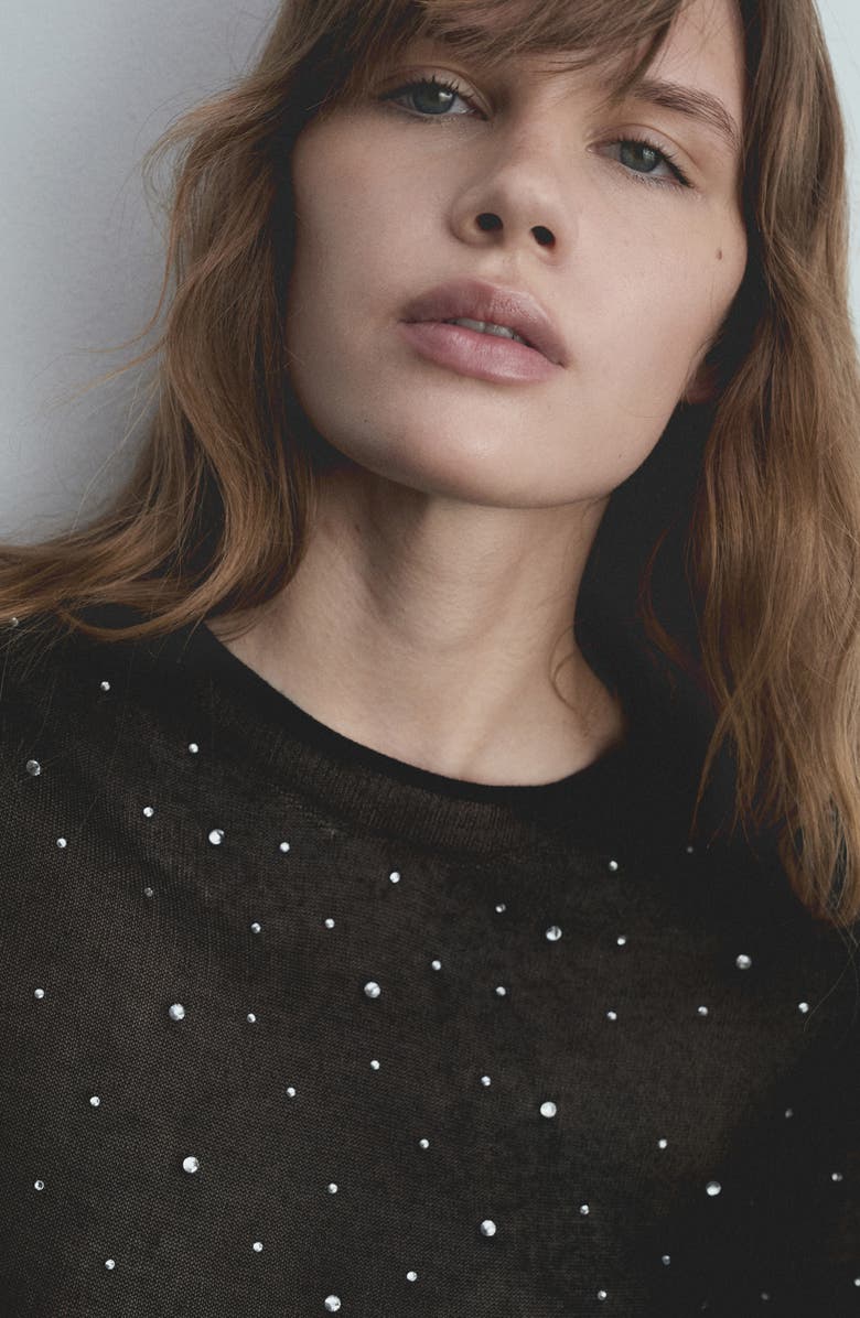 MANGO Rhinestone Detail Sweater, Alternate, color,