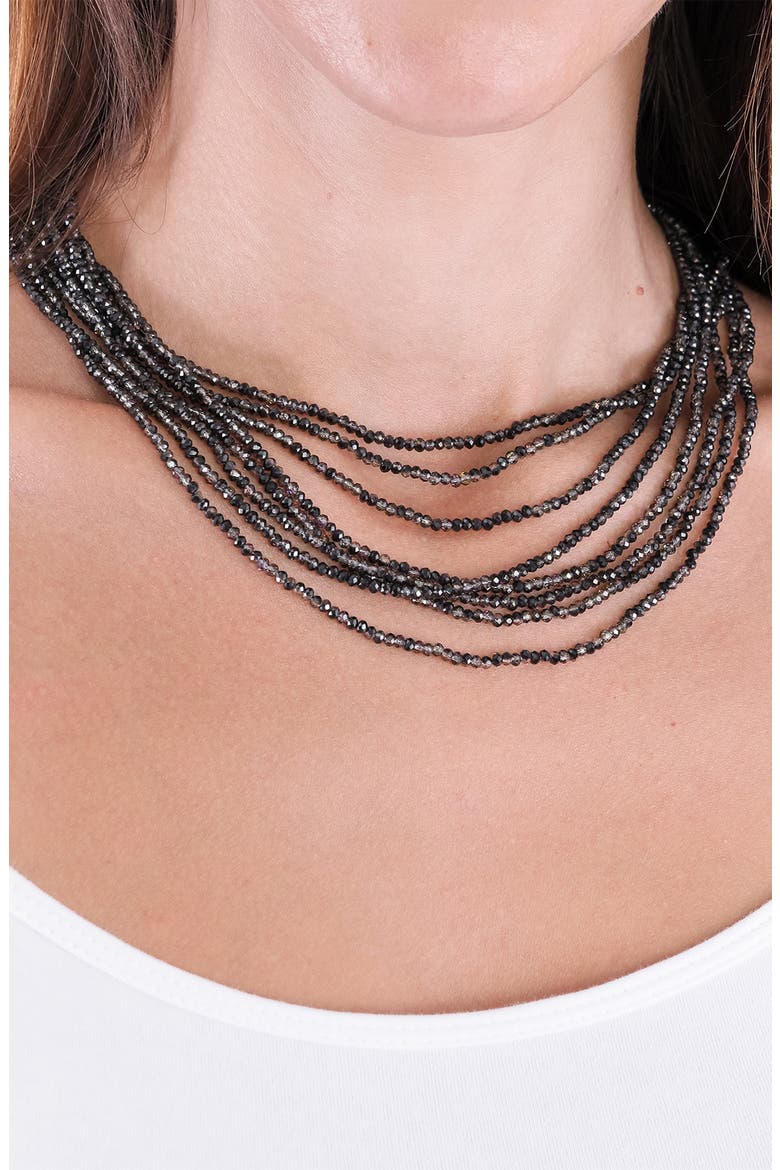 Multi Strand Short Crystal Necklace, Alternate, color, GUNMETAL