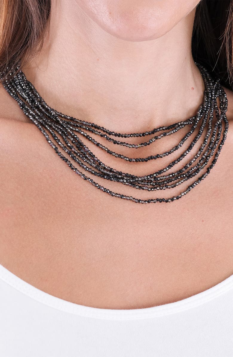 SAACHI Multi Strand Short Crystal Necklace, Alternate, color, Gunmetal