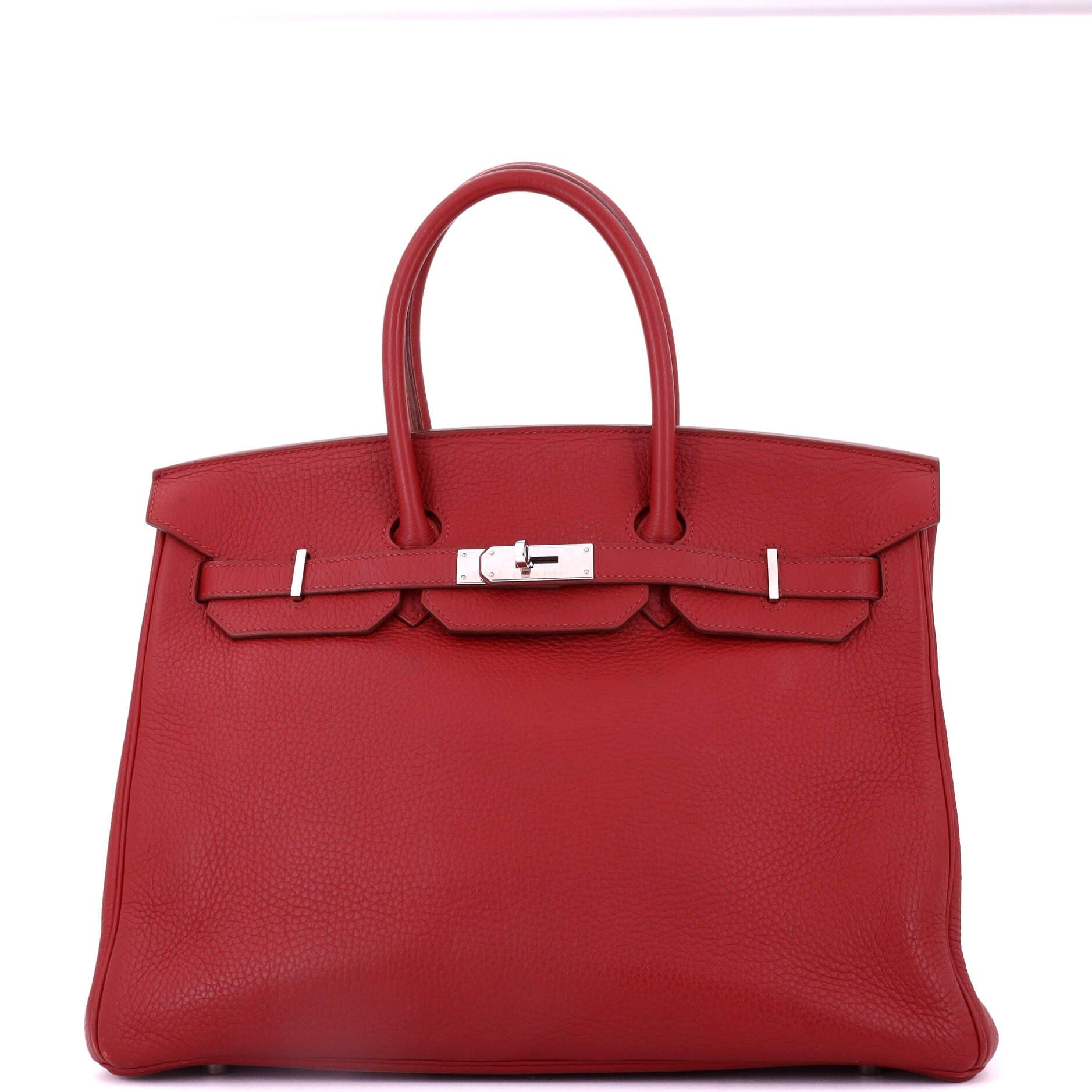 Pre-Owned Hermes Birkin Handbag Red Clemence with Palladium Hardware 35, Main, color, Rouge Garance