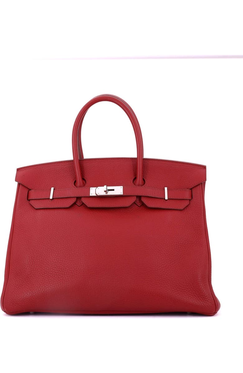 Pre-Owned Hermes Birkin Handbag Red Clemence with Palladium Hardware 35, Main, color, Rouge Garance