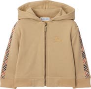 Burberry Check Trim Cotton Zip Hoodie