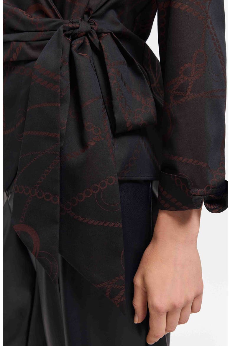 Salina Print Wrap Shirt, Alternate, color, COFFEE BROWN/ BLACK