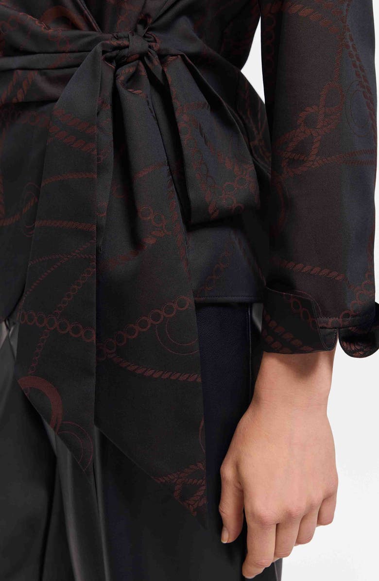 Foxcroft Salina Print Wrap Shirt, Alternate, color, Coffee Brown/ Black