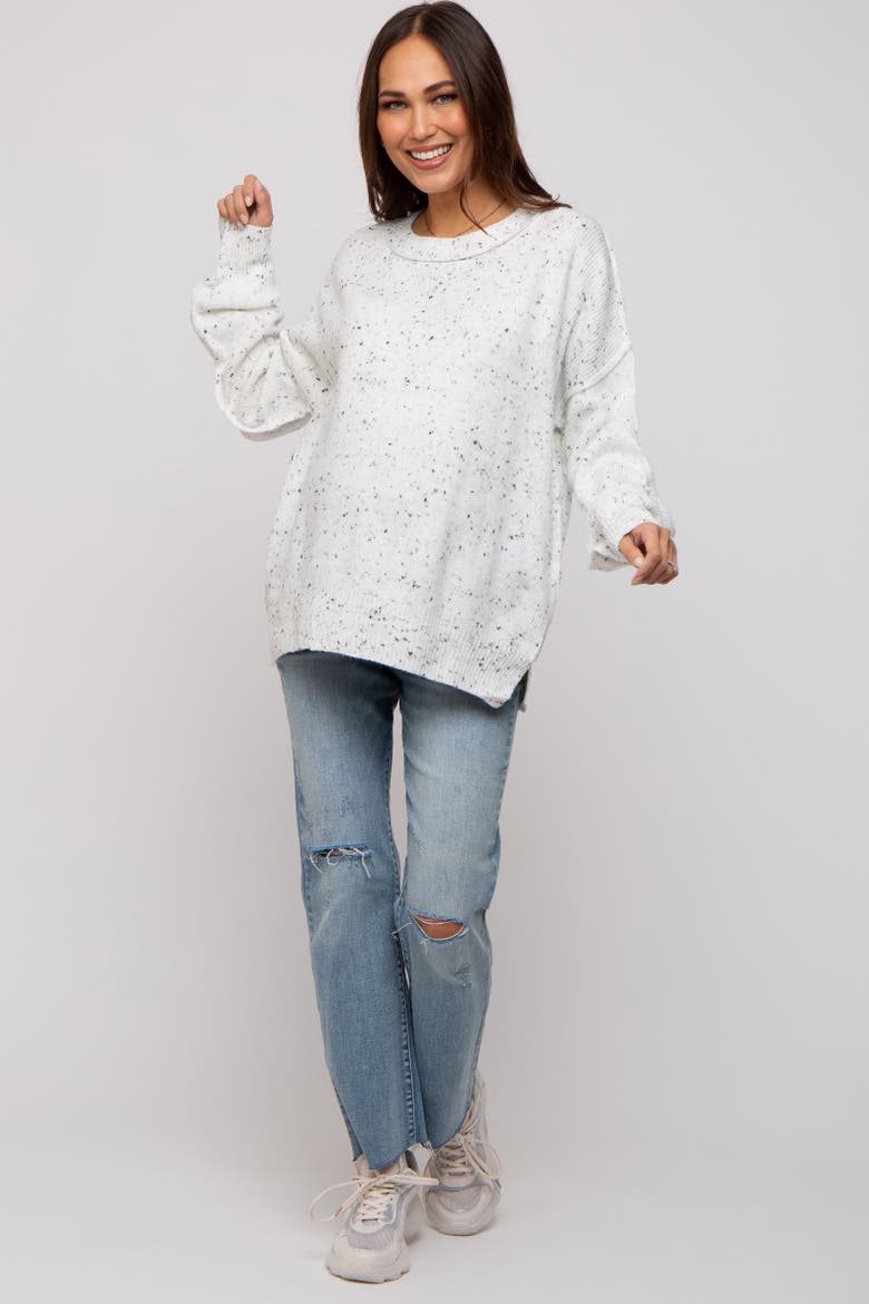 Speckled Knit Sweater, Alternate, color, Ivory