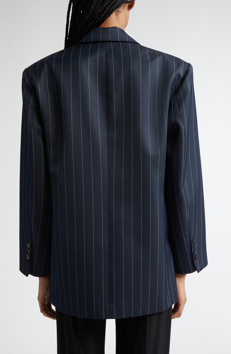 LaQuan Smith Pinstripe Double Breasted Oversize Boyfriend Blazer, Alternate, color, 