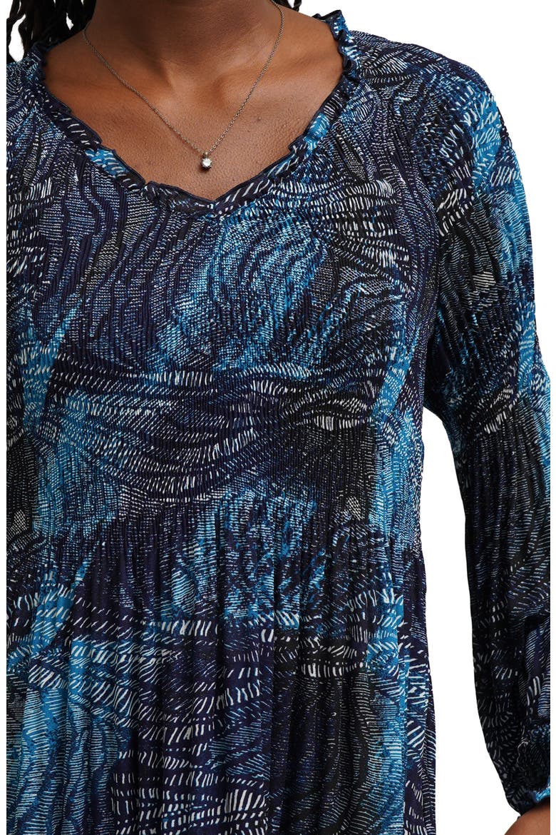 Ruffled V-Neck A-Line Top, Alternate, color, KIM BLUE