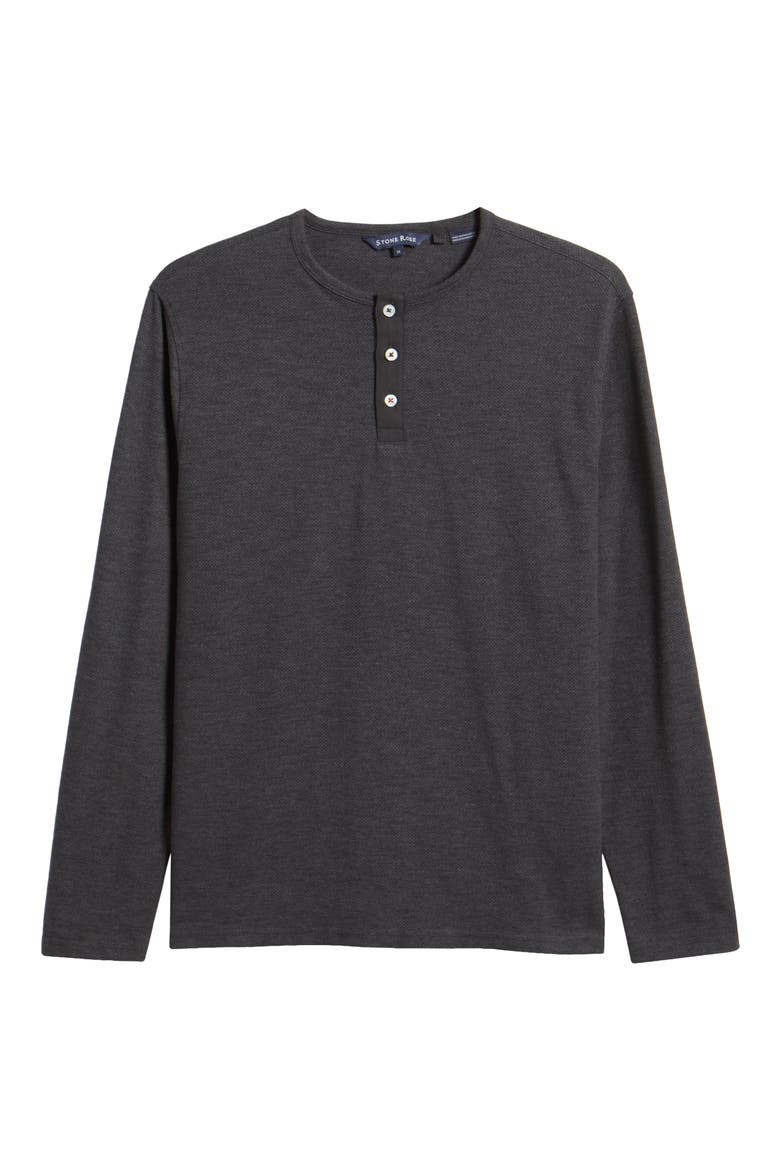 Performance Piqué Henley, Alternate, color, CHARCOAL