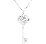 Haus of Brilliance .925 Sterling Silver Diamond Accent Zodiac Key 18" Pendant Necklace