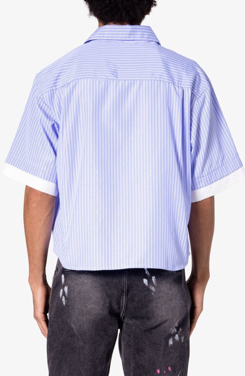 mnml Layered Stripe Cotton Button-Up Shirt, Alternate, color, Blue