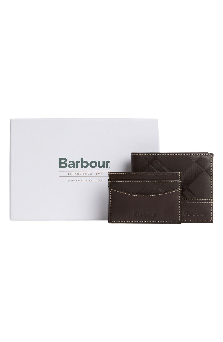 Barbour Tyneside Leather Wallet & Card Holder Set, Alternate, color, Brown