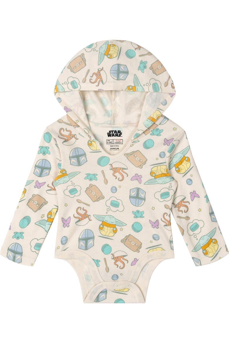 3-Pack Hooded Bodysuits, Alternate, color, Mando Grogu Multi