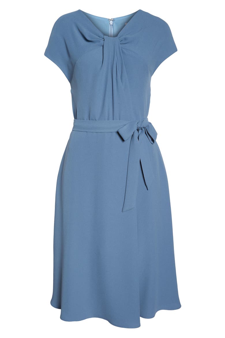 Vivian Twist Neck Fit & Flare Dress, Alternate, color, DUSTY BLUE
