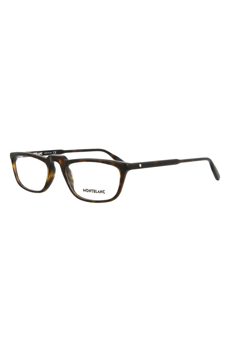 Montblanc 54mm Square Nose Bridge Optical Glasses, Alternate, color, Havana Havana Transparent