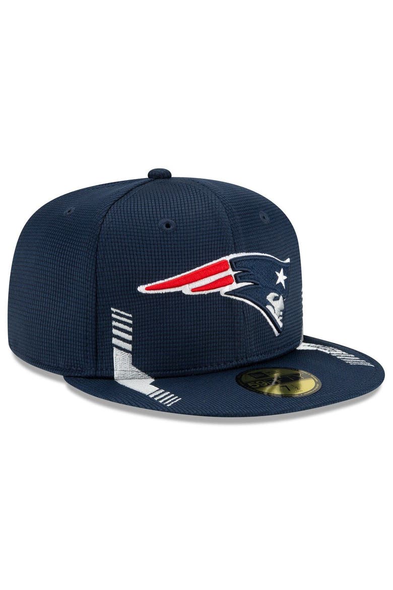 Men's New Era Navy New England Patriots 2021 NFL Sideline Home 59FIFTY Fitted Hat, Alternate, color, Navy