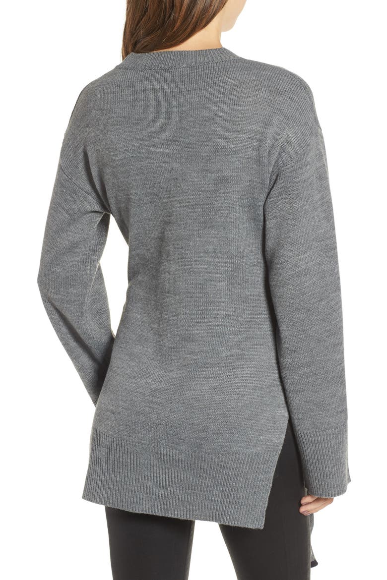 Tie Front Sweater, Alternate, color, GREY