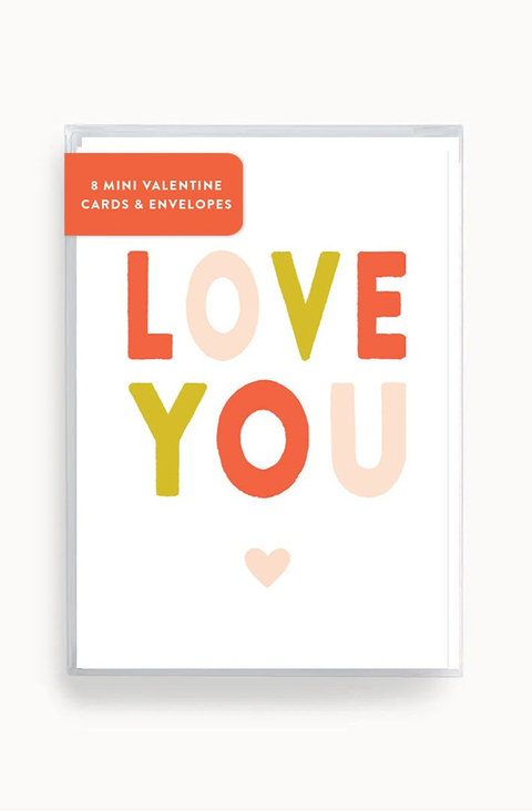 LOVE YOU Mini Valentines Set of 8