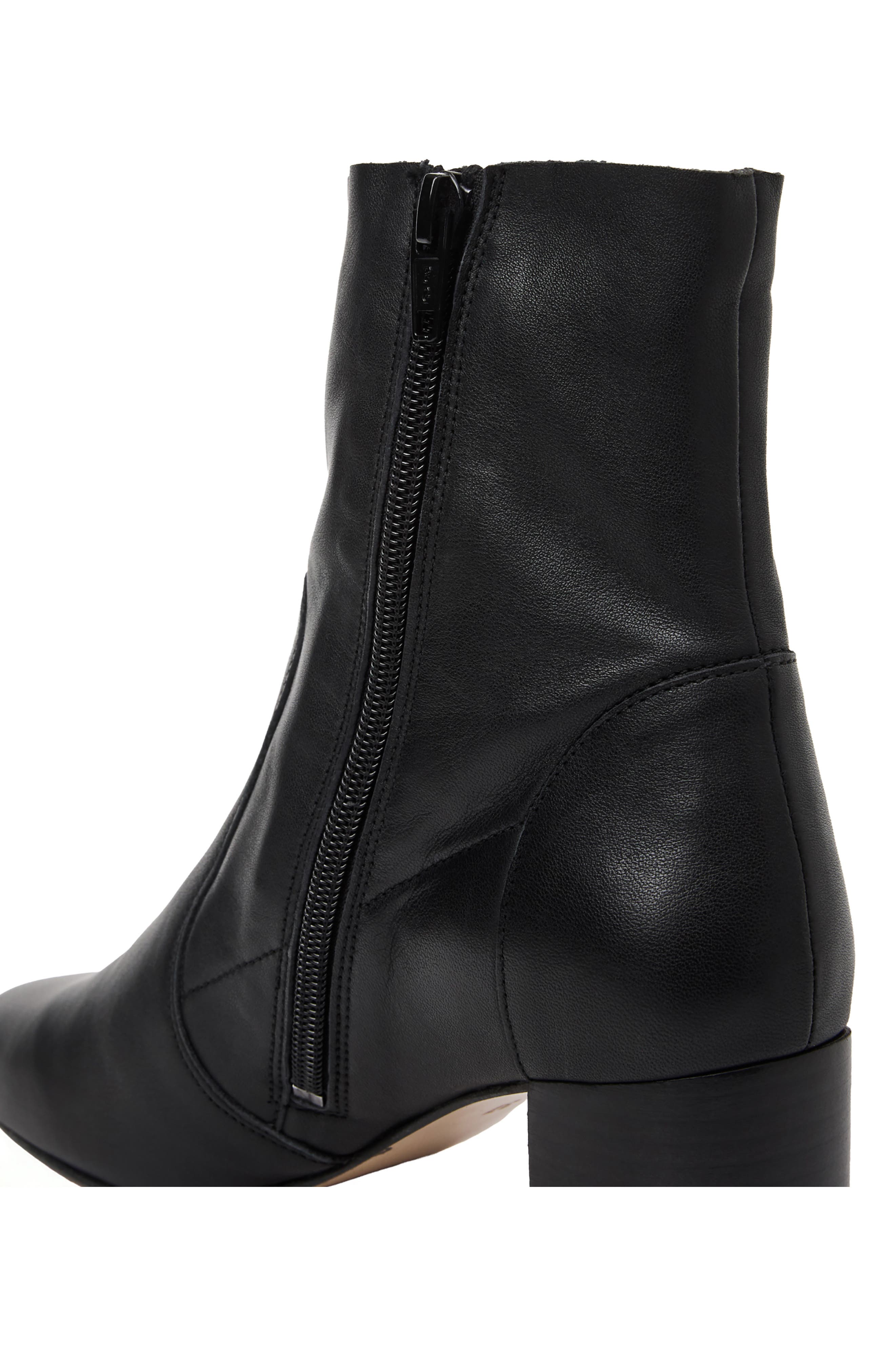Bruno Magli June Leather Block Heel Boot, Alternate, color, Black