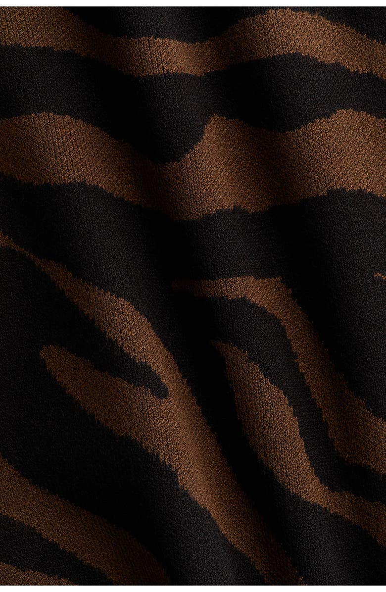 H&M Jacquard-knit Dress, Alternate, color, Dark Brown/Zebra Print