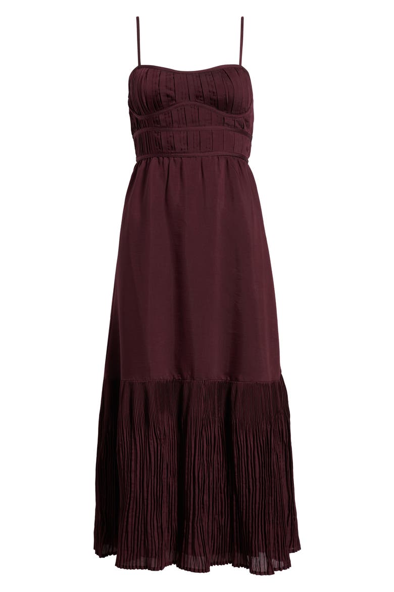 Pleated Sleeveless Maxi Dress, Alternate, color, WINE