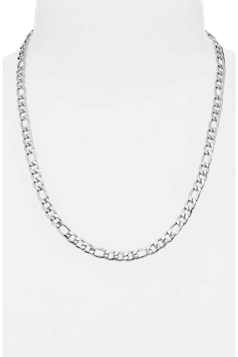 Men's Figaro Chain Necklace, Alternate, color, SILVER