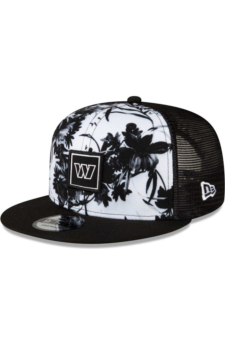 New Era Men's New Era White/Black Washington Commanders Landscape Trucker 9FIFTY Snapback Hat, Main, color, 