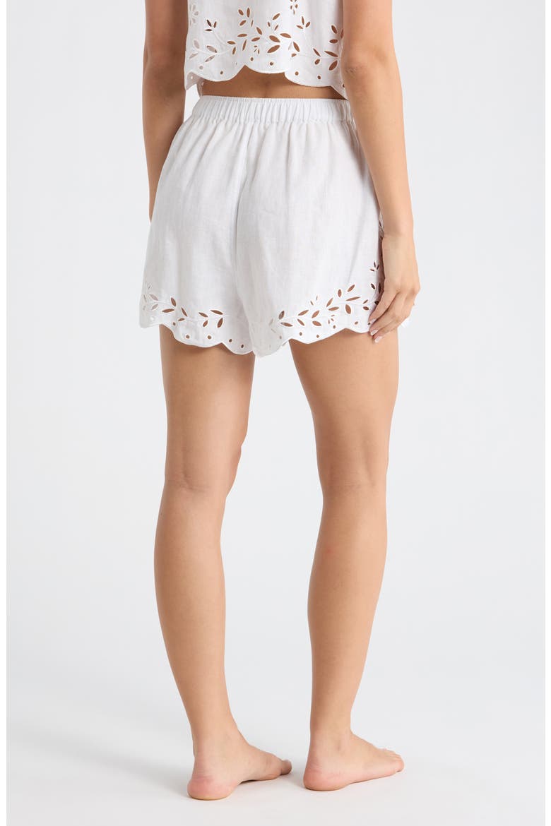 Embroidered Eyelet Linen Shorts, Alternate, color, SINCERE WHITE