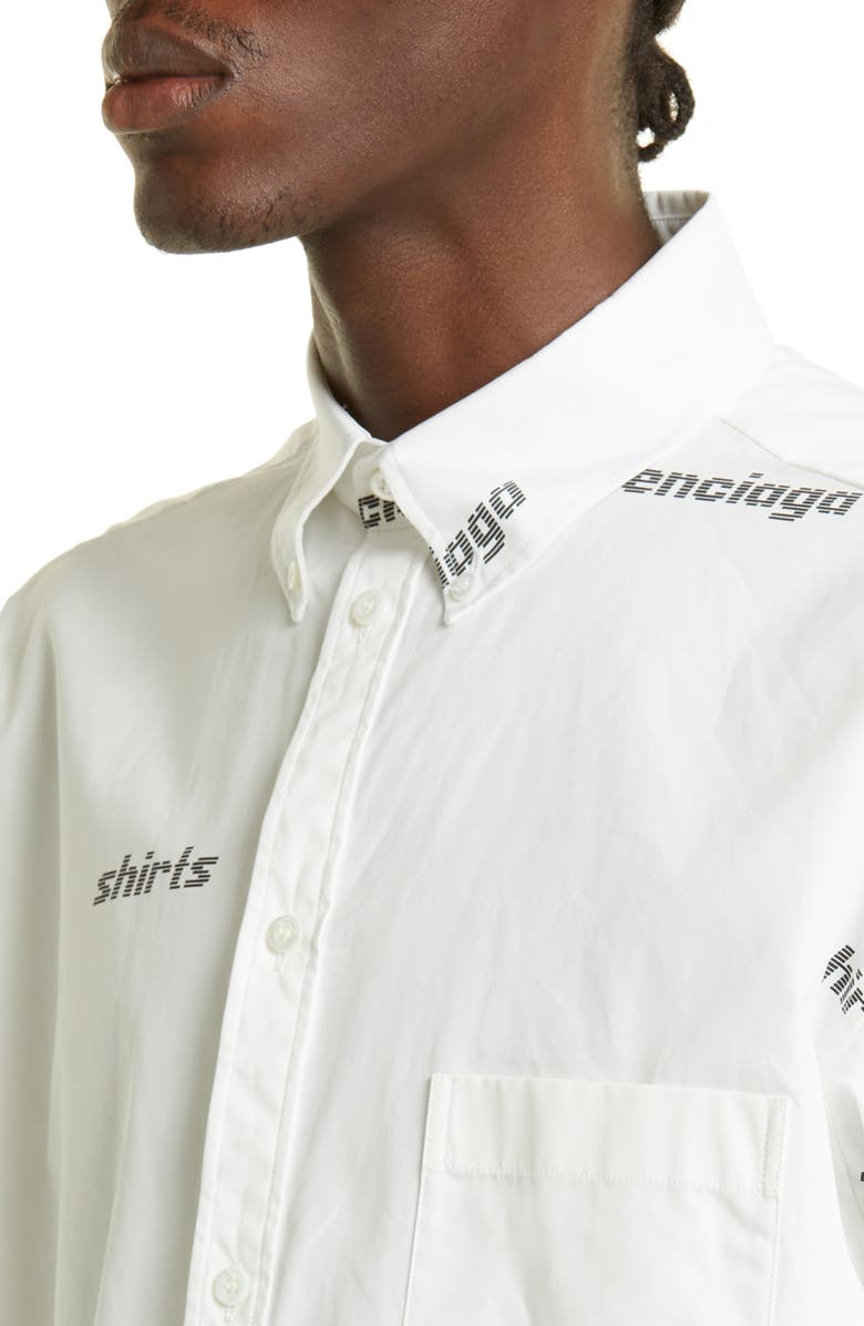Balenciaga Shirt Logo Cotton Button-Down Shirt, Alternate, color, 