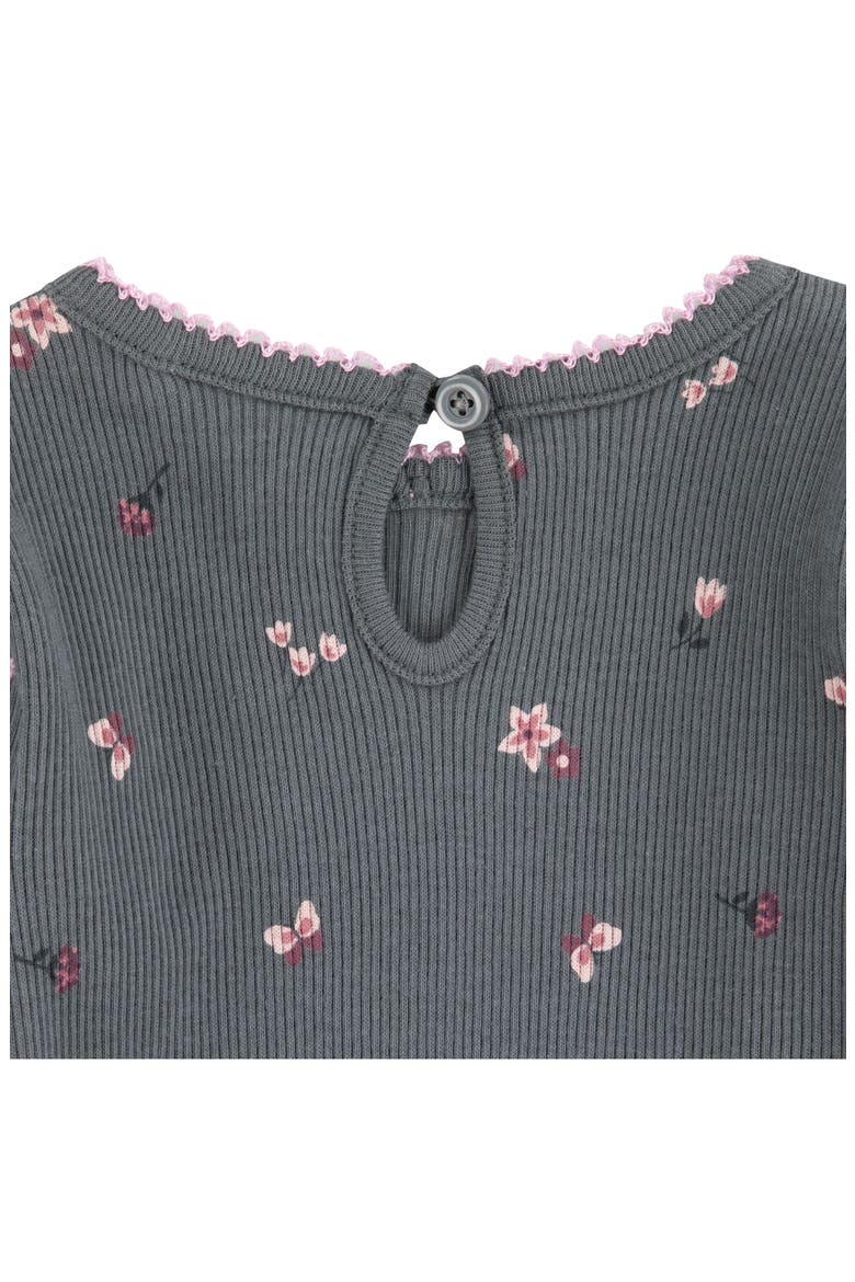 Floral Organic Cotton Bodysuit, Pants & Headband Set, Alternate, color, HUGGIES LAVA SMOKE