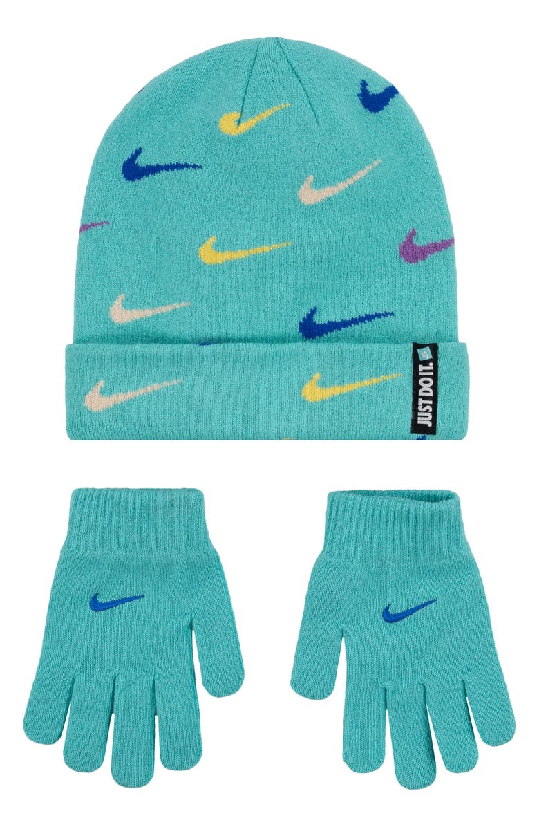 Nike Swoosh Repeat Beanie, Main, color, Green Frost