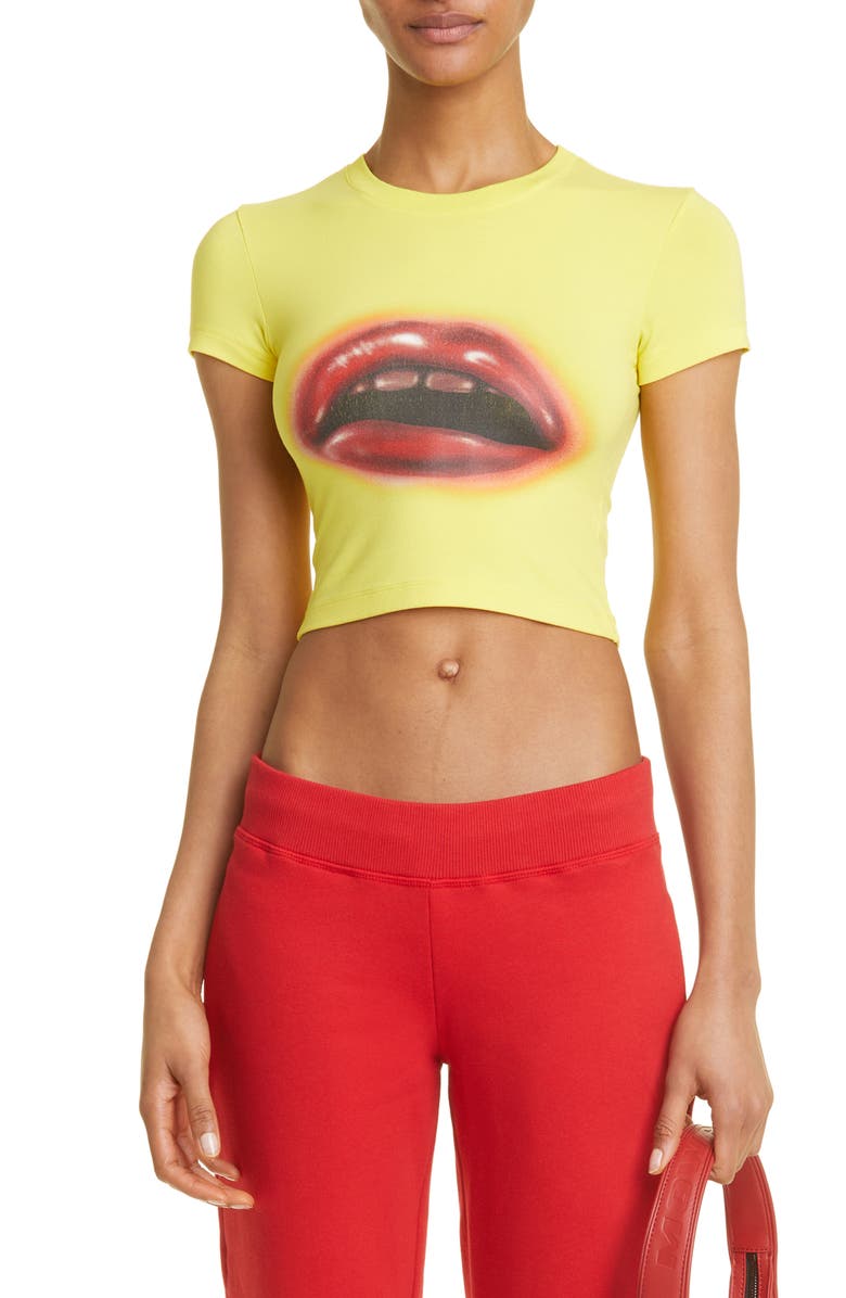 MOWALOLA Lips Crop Graphic T-Shirt, Main, color, 