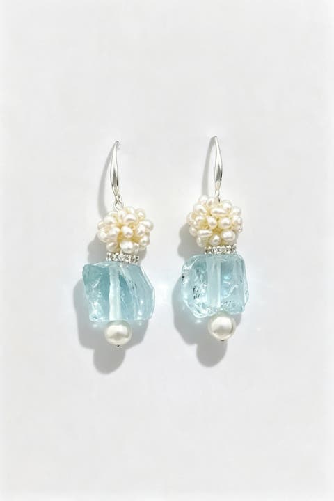 Maris Aquamarine & Freshwater Pearl Earrings