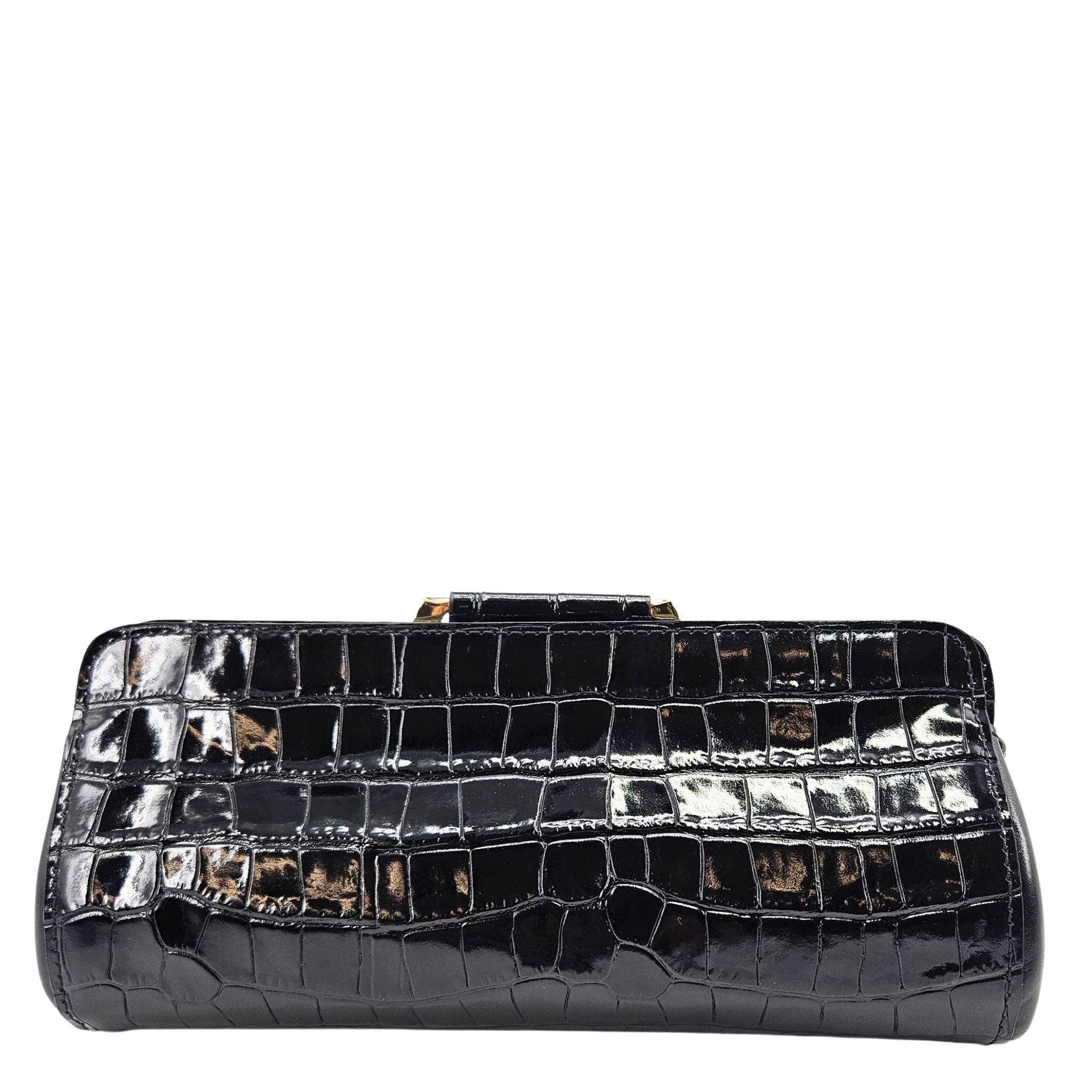 Madison Maison Moc Croc Clutch, Alternate, color, Black