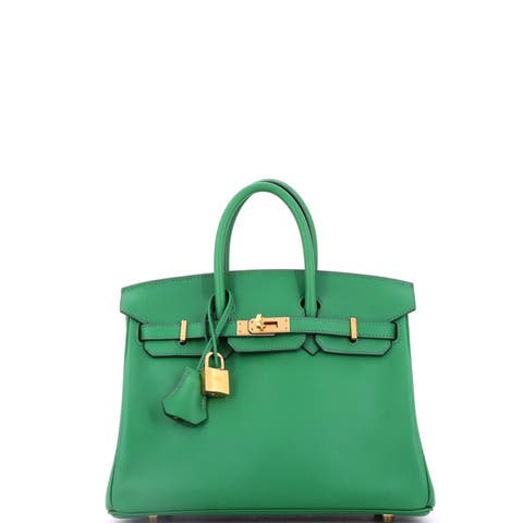 Birkin Handbag Green Swift With Gold Hardware 25