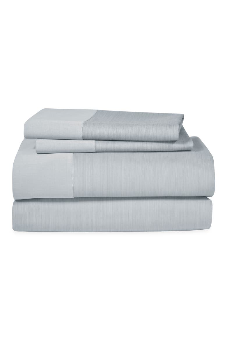 Striated Band 400 Thread Count Fitted Sheet, Main, color, GRAY