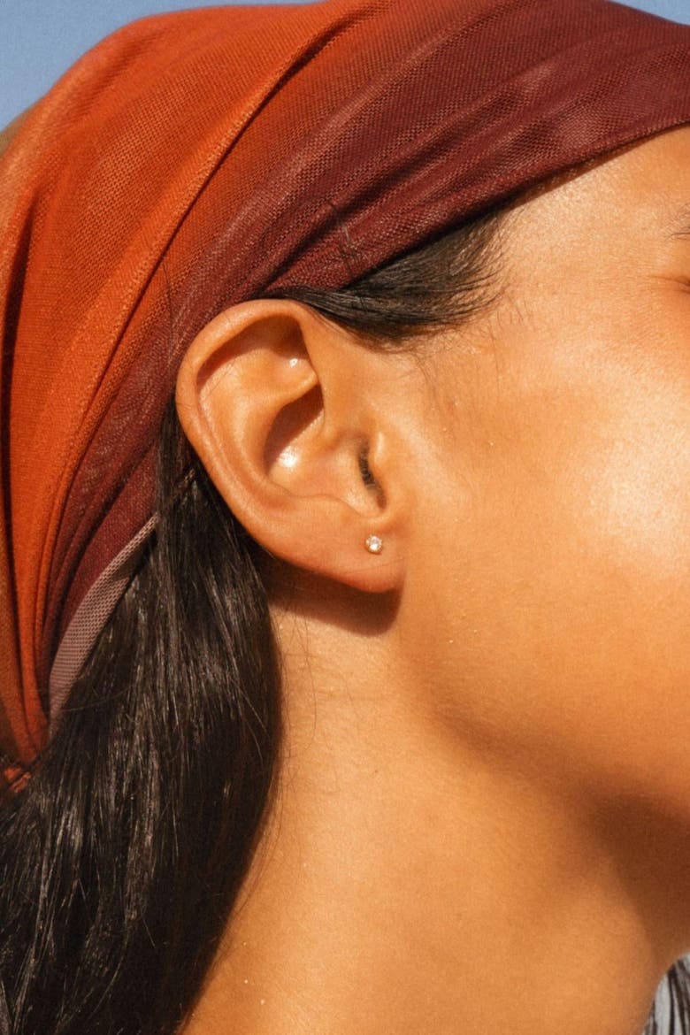 Zircon Stud Earrings, Alternate, color, Gold