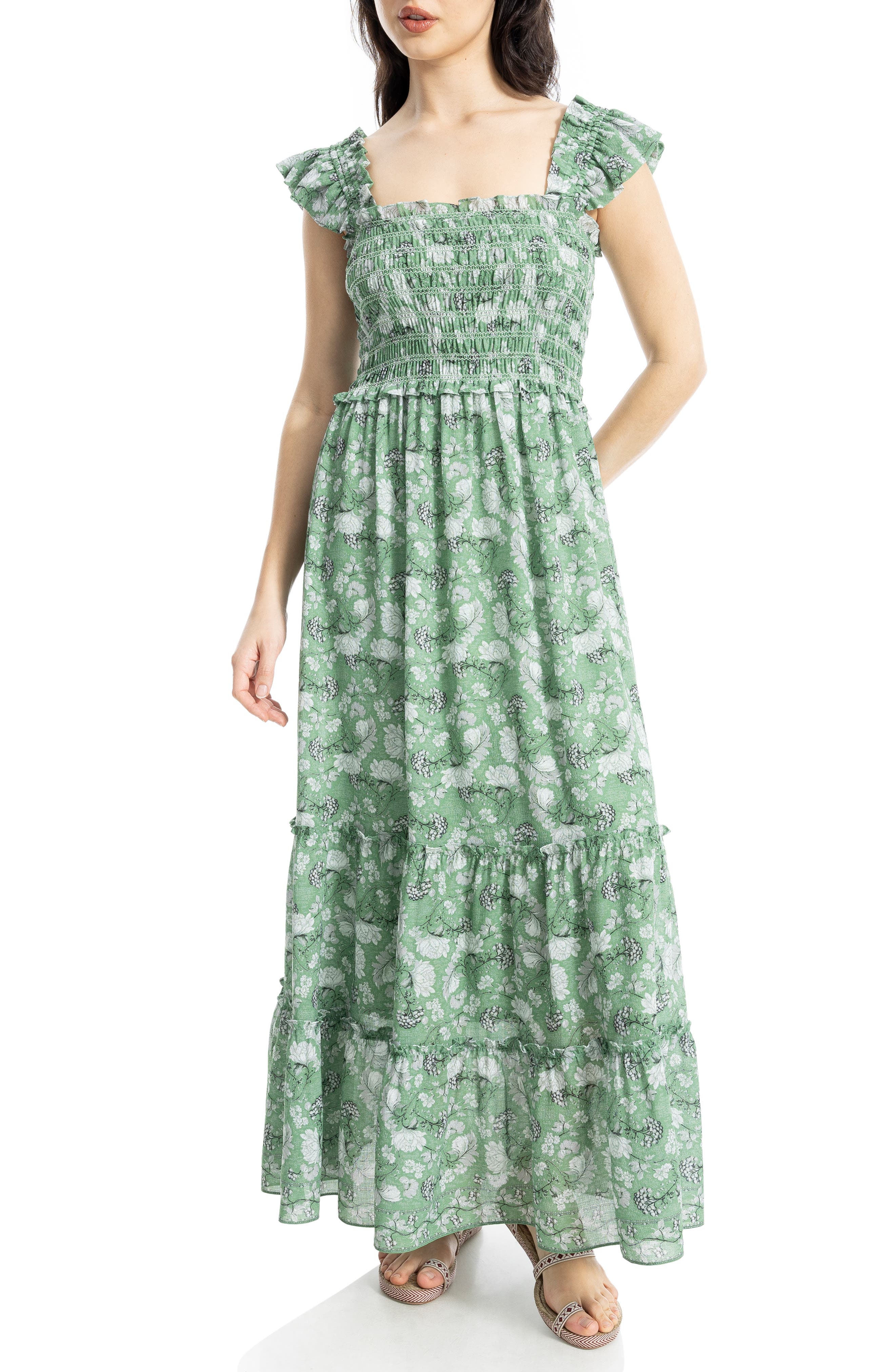 MAX STUDIO Smocked Tiered Maxi Dress