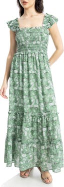 MAX STUDIO Smocked Tiered Maxi Dress