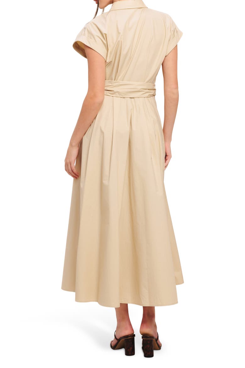 Cap Sleeve Cotton Midi Dress, Alternate, color, TAUPE