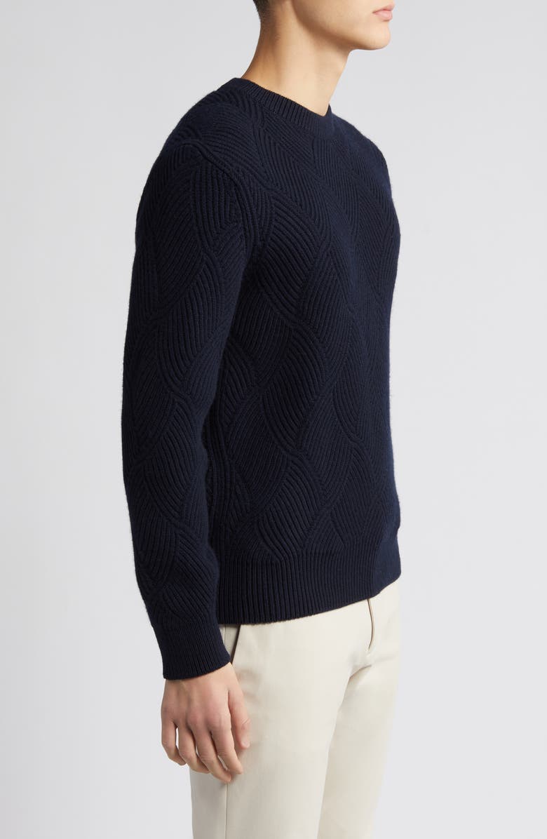 BOSS Camel Mezzo Wool & Cashmere Crewneck Sweater, Alternate, color, Dark Blue