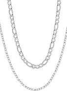 Adornia Men's Set of 2 Water Resistant Stainless Steel Figaro Chain Necklaces